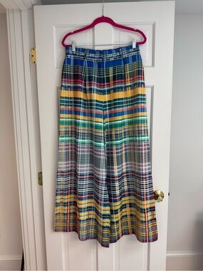 Colorful Plaid Wide-Legged Pants